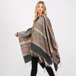 Wholesale aztec Pattern Ruana Wrap Tassels One Fits Most Polyester
