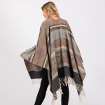 Wholesale aztec Pattern Ruana Wrap Tassels One Fits Most Polyester