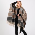 Wholesale aztec Pattern Ruana Wrap Tassels One Fits Most Polyester