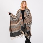 Wholesale aztec Pattern Ruana Wrap Tassels One Fits Most Polyester