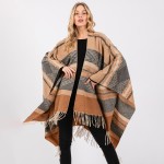 Wholesale aztec Pattern Ruana Wrap Tassels One Fits Most Polyester