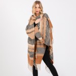 Wholesale aztec Pattern Ruana Wrap Tassels One Fits Most Polyester