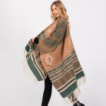 Wholesale soft Knit Aztec Print Ruana Wrap Tassels One Fits Most Polyester
