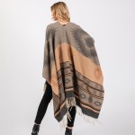 Wholesale soft Knit Aztec Print Ruana Wrap Tassels One Fits Most Polyester