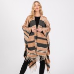 Wholesale soft Knit Geometric Western Print Ruana Tassels One Fits Most Polyeste