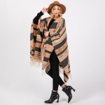 Wholesale soft Knit Geometric Western Print Ruana Tassels One Fits Most Polyeste