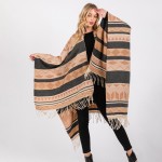 Wholesale soft Knit Geometric Western Print Ruana Tassels One Fits Most Polyeste