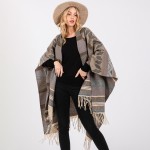 Wholesale soft Knit Geometric Western Print Ruana Tassels One Fits Most Polyeste