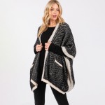 Wholesale fuzzy Knit Chevron Cardigan Pockets One Fits Most Acrylic Nylon