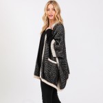 Wholesale fuzzy Knit Chevron Cardigan Pockets One Fits Most Acrylic Nylon
