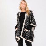 Wholesale fuzzy Knit Chevron Cardigan Pockets One Fits Most Acrylic Nylon