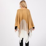 Wholesale soft Knit Color Block Ruana Wrap One Fits Most Polyester