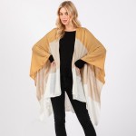Wholesale soft Knit Color Block Ruana Wrap One Fits Most Polyester