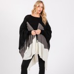 Wholesale soft Knit Color Block Ruana Wrap One Fits Most Polyester