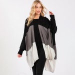 Wholesale soft Knit Color Block Ruana Wrap One Fits Most Polyester