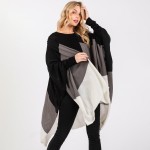Wholesale soft Knit Color Block Ruana Wrap One Fits Most Polyester