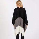 Wholesale soft Knit Color Block Ruana Wrap One Fits Most Polyester