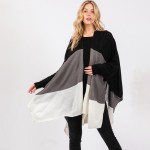 Wholesale soft Knit Color Block Ruana Wrap One Fits Most Polyester