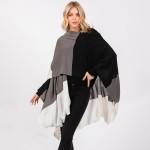 Wholesale soft Knit Color Block Ruana Wrap One Fits Most Polyester