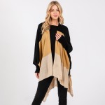 Wholesale soft Knit Color Block Ruana Wrap One Fits Most Polyester