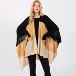 Wholesale soft Knit Color Block Ruana Wrap One Fits Most Polyester