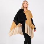 Wholesale soft Knit Color Block Ruana Wrap One Fits Most Polyester