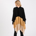 Wholesale soft Knit Color Block Ruana Wrap One Fits Most Polyester