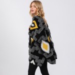 Wholesale fuzzy Aztec Ruana Wrap Stitched Edge Details One Fits Most Polyester