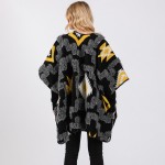 Wholesale fuzzy Aztec Ruana Wrap Stitched Edge Details One Fits Most Polyester