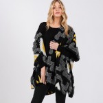 Wholesale fuzzy Aztec Ruana Wrap Stitched Edge Details One Fits Most Polyester
