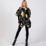 Wholesale fuzzy Aztec Ruana Wrap Stitched Edge Details One Fits Most Polyester