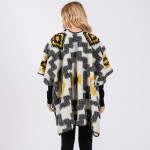 Wholesale fuzzy Aztec Ruana Wrap Stitched Edge Details One Fits Most Polyester