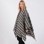 Wholesale plaid Ruana Wrap Fringe One Fits Most Polyester