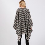 Wholesale plaid Ruana Wrap Fringe One Fits Most Polyester