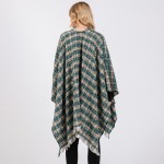 Wholesale plaid Ruana Wrap Fringe One Fits Most Polyester