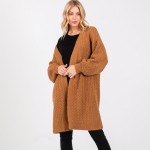 Wholesale long Cable Knit Cardigan One Fits Most Acrylic Polyester Nylon