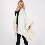 Wholesale soft Knit Ruana Wrap Faux Fur Edges One Fits Most Acrylic Polyester