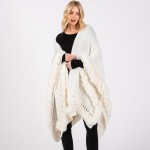 Wholesale soft Knit Ruana Wrap Faux Fur Edges One Fits Most Acrylic Polyester