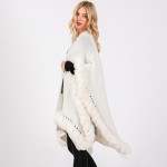 Wholesale soft Knit Ruana Wrap Faux Fur Edges One Fits Most Acrylic Polyester