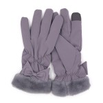 Wholesale faux Fur Cuffed Water Resistant Gloves Bow Detail Touch Screen Compati