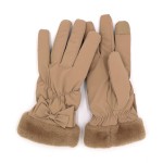 Wholesale faux Fur Cuffed Water Resistant Gloves Bow Detail Touch Screen Compati