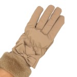 Wholesale faux Fur Cuffed Water Resistant Gloves Bow Detail Touch Screen Compati