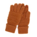 Wholesale fluffy Faux Fur Knit Gloves Touch Screen Compatible One Fits Most Poly