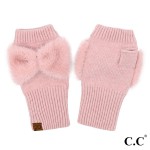 Wholesale c C FGE Faux Fur Bow Fingerless Gloves One Fits Most Nylon Polyester N