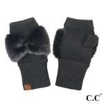 Wholesale c C FGE Faux Fur Bow Fingerless Gloves One Fits Most Nylon Polyester N