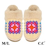 Wholesale c C SPE Multi Color Crochet Granny Square Slippers Faux Fur Cuff US Wo