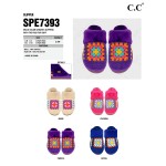 C.C SPE7393
Multi Color Crochet Granny Square Slippers With Faux Fur Cuff

- US Women's Size: S/M (6-8) M/L (8-10)
- Shell: 100% Acrylic 
- Faux Fur: 100% Polyester