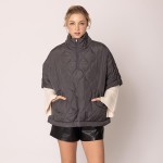 Wholesale do Everything Love Pullover Quilted Poncho Quarter Zip Closure One Fit