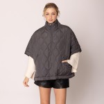 Wholesale do Everything Love Pullover Quilted Poncho Quarter Zip Closure One Fit