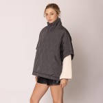 Wholesale do Everything Love Pullover Quilted Poncho Quarter Zip Closure One Fit